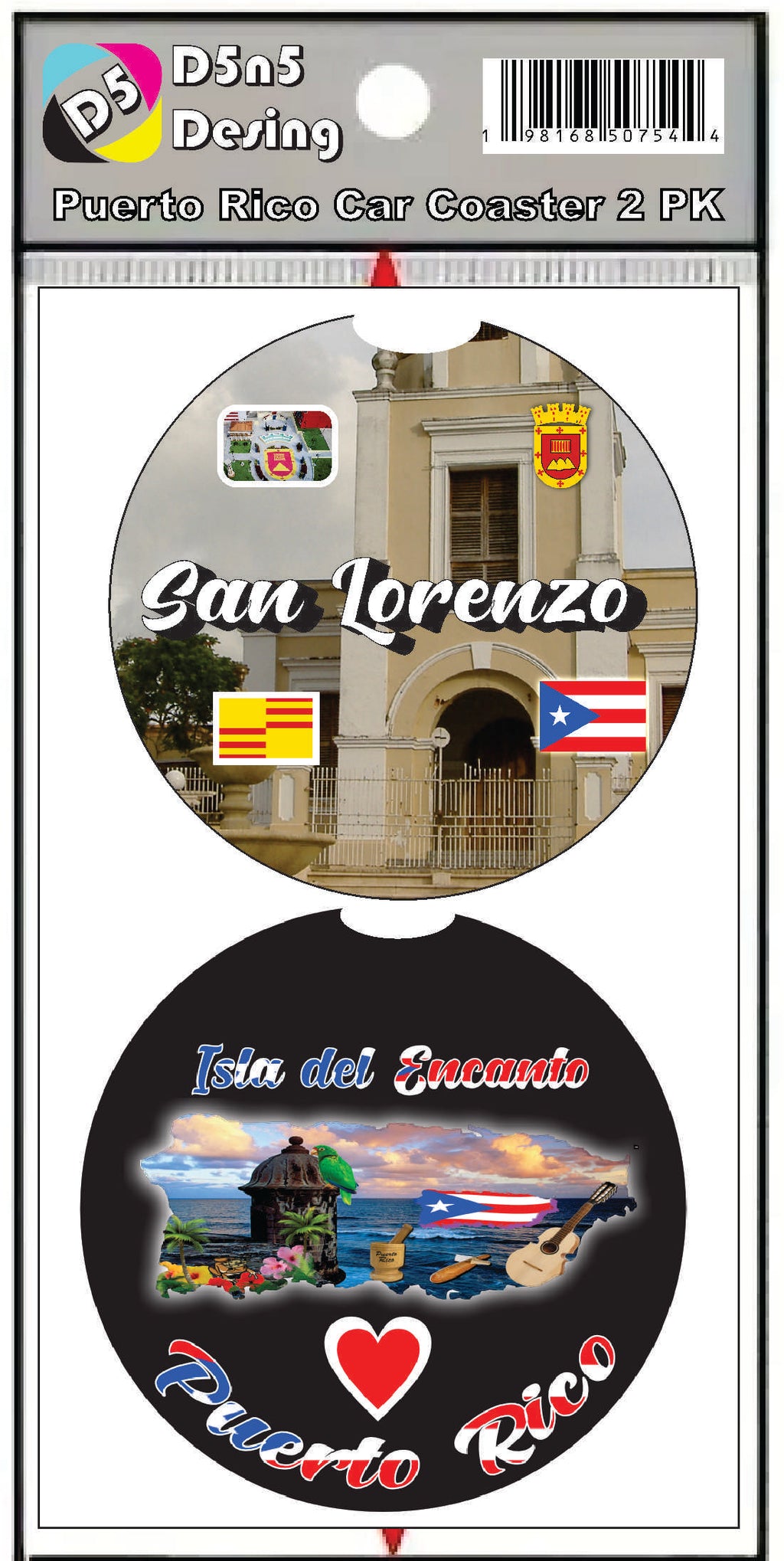 Puerto Rico and 78 Towns 2pc Rubber Car Coaster PRS