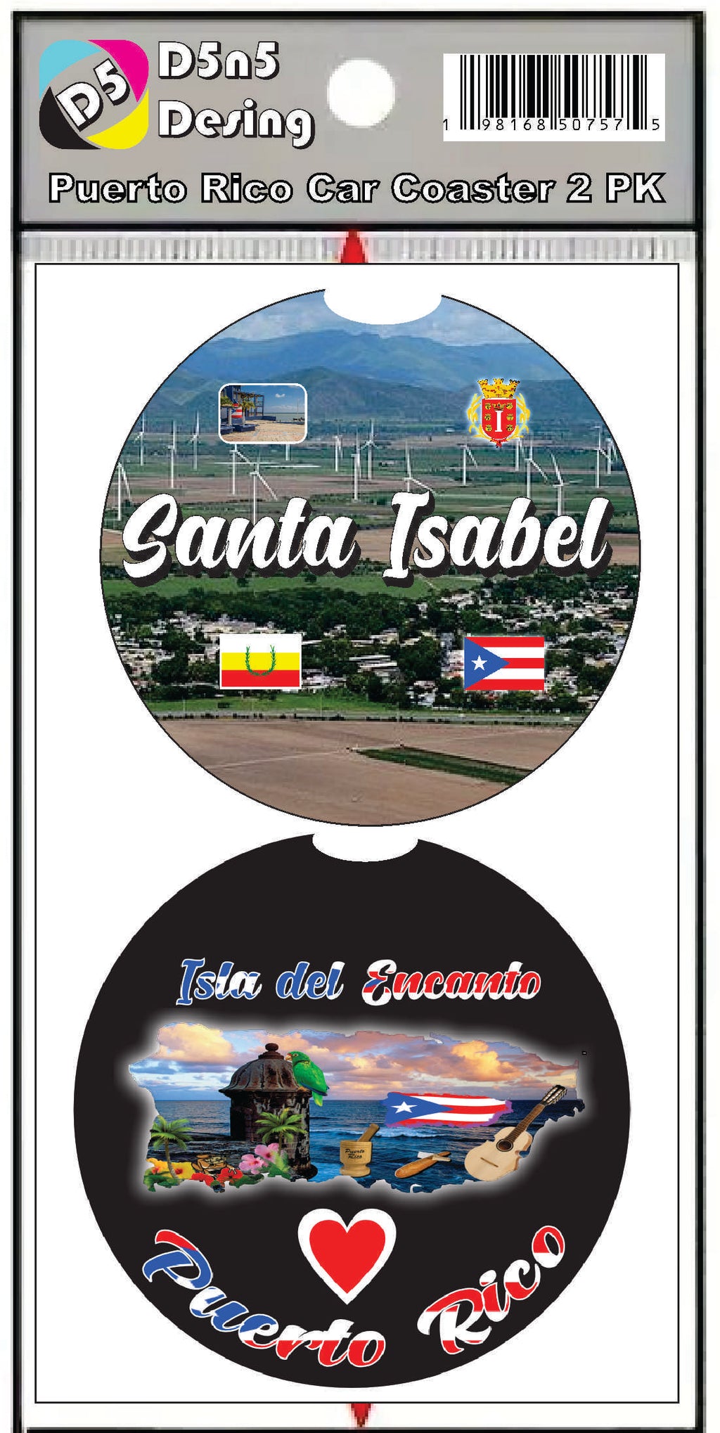 Puerto Rico and 78 Towns 2pc Rubber Car Coaster PRS