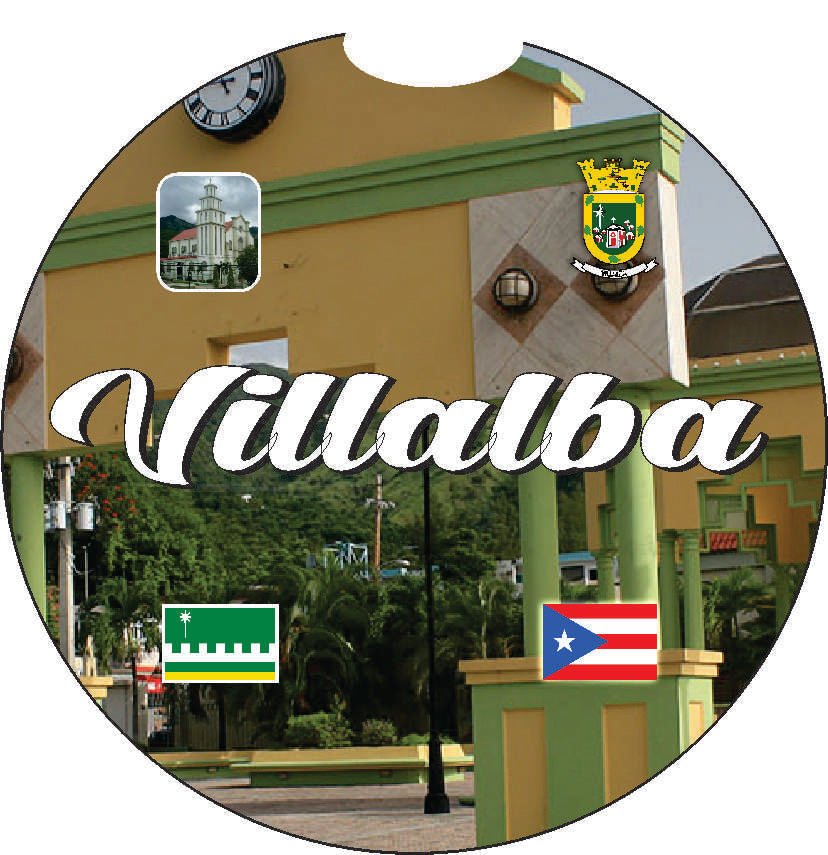 Puerto Rico and 78 Towns 2pc Rubber Car Coaster PRS