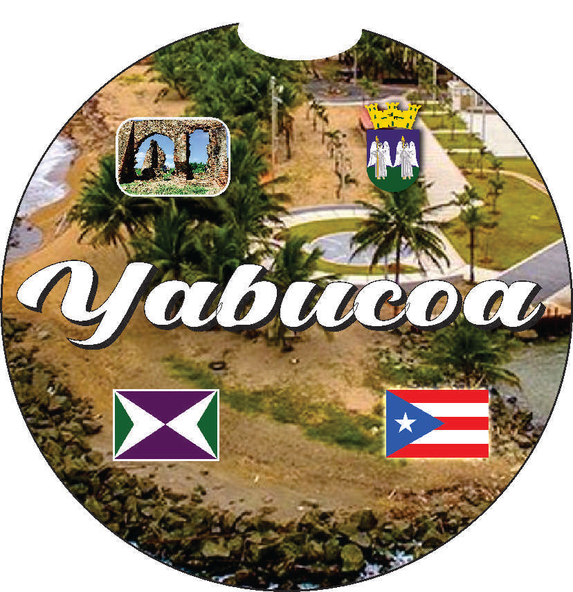 Puerto Rico and 78 Towns 2pc Rubber Car Coaster PRS