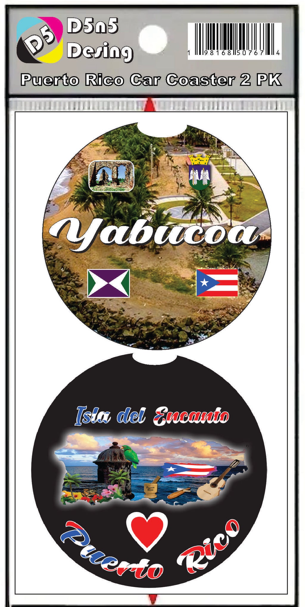 Puerto Rico and 78 Towns 2pc Rubber Car Coaster PRS