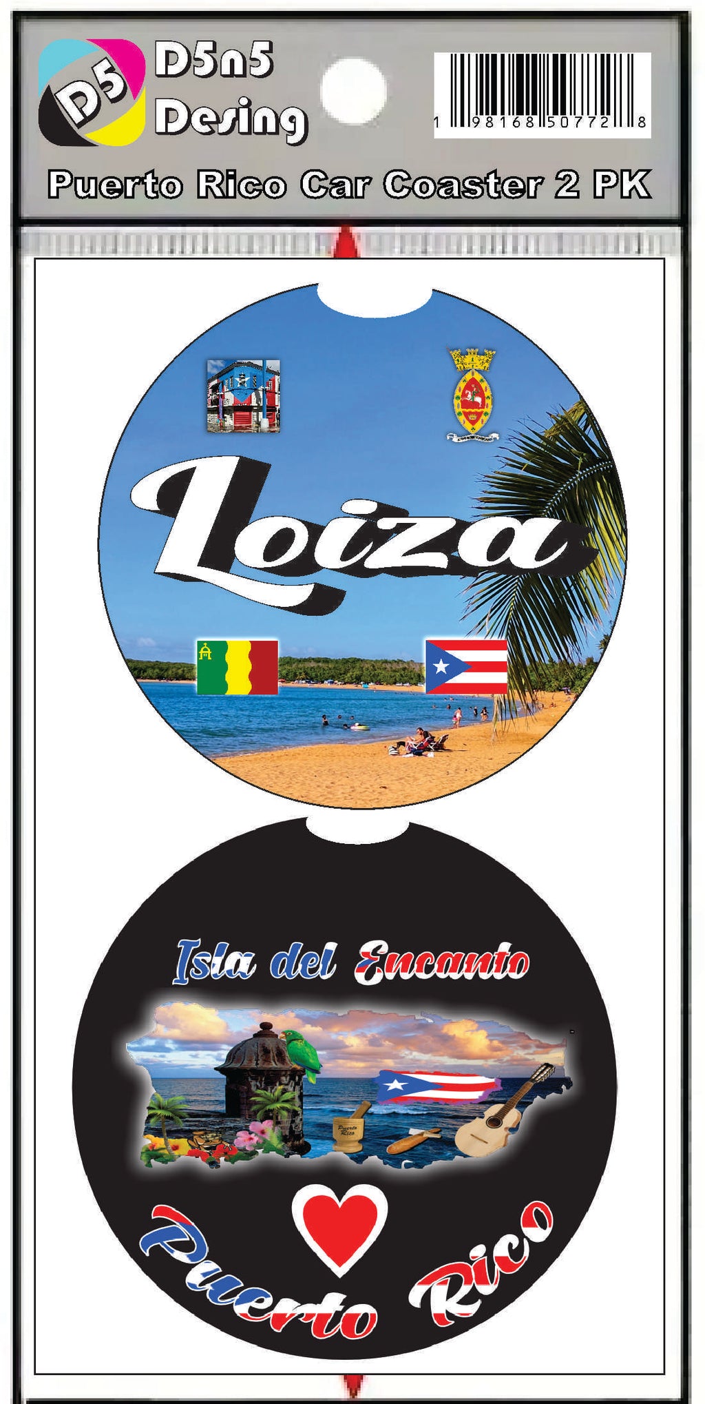 Puerto Rico and 78 Towns 2pc Rubber Car Coaster PRS