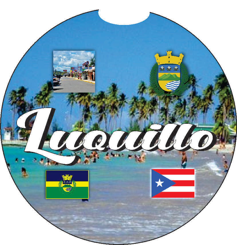 Puerto Rico and 78 Towns 2pc Rubber Car Coaster PRS