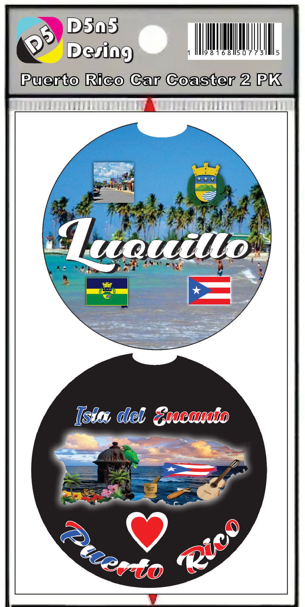Puerto Rico and 78 Towns 2pc Rubber Car Coaster PRS