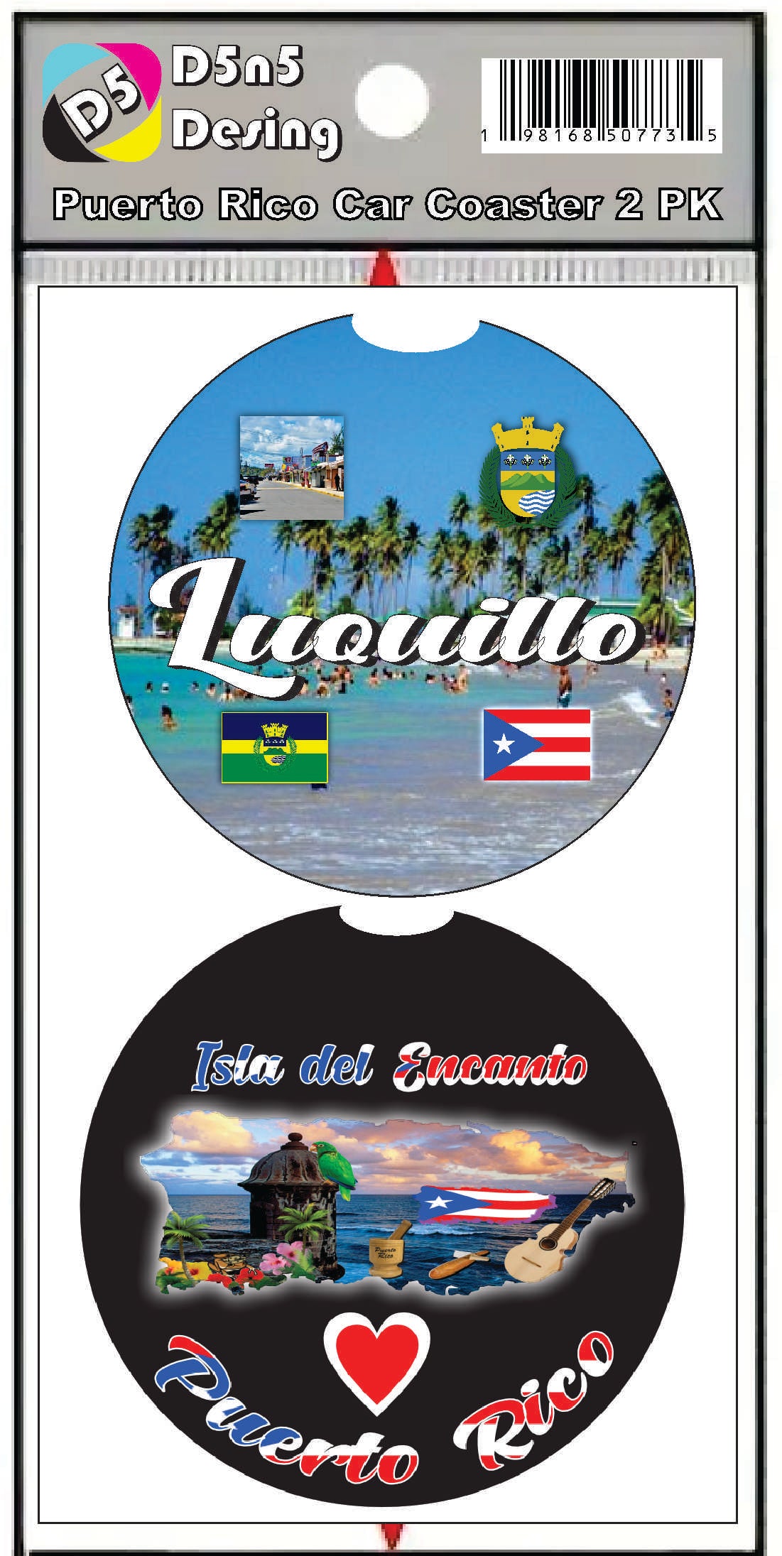 Puerto Rico and 78 Towns 2pc Rubber Car Coaster PRS