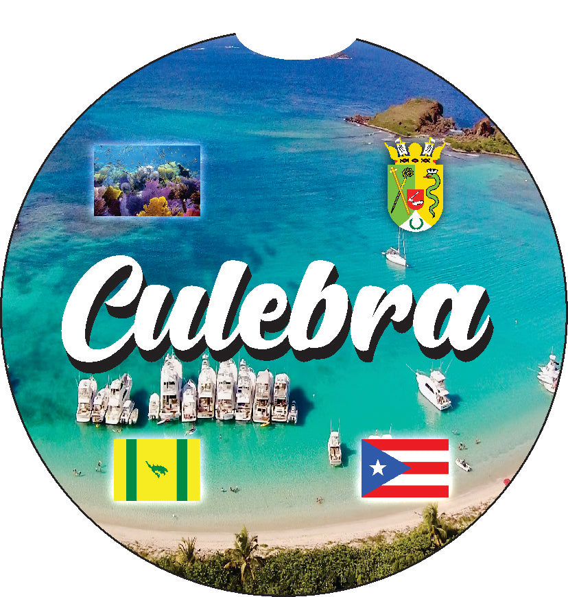 Puerto Rico and 78 Towns 2pc Rubber Car Coaster PRS