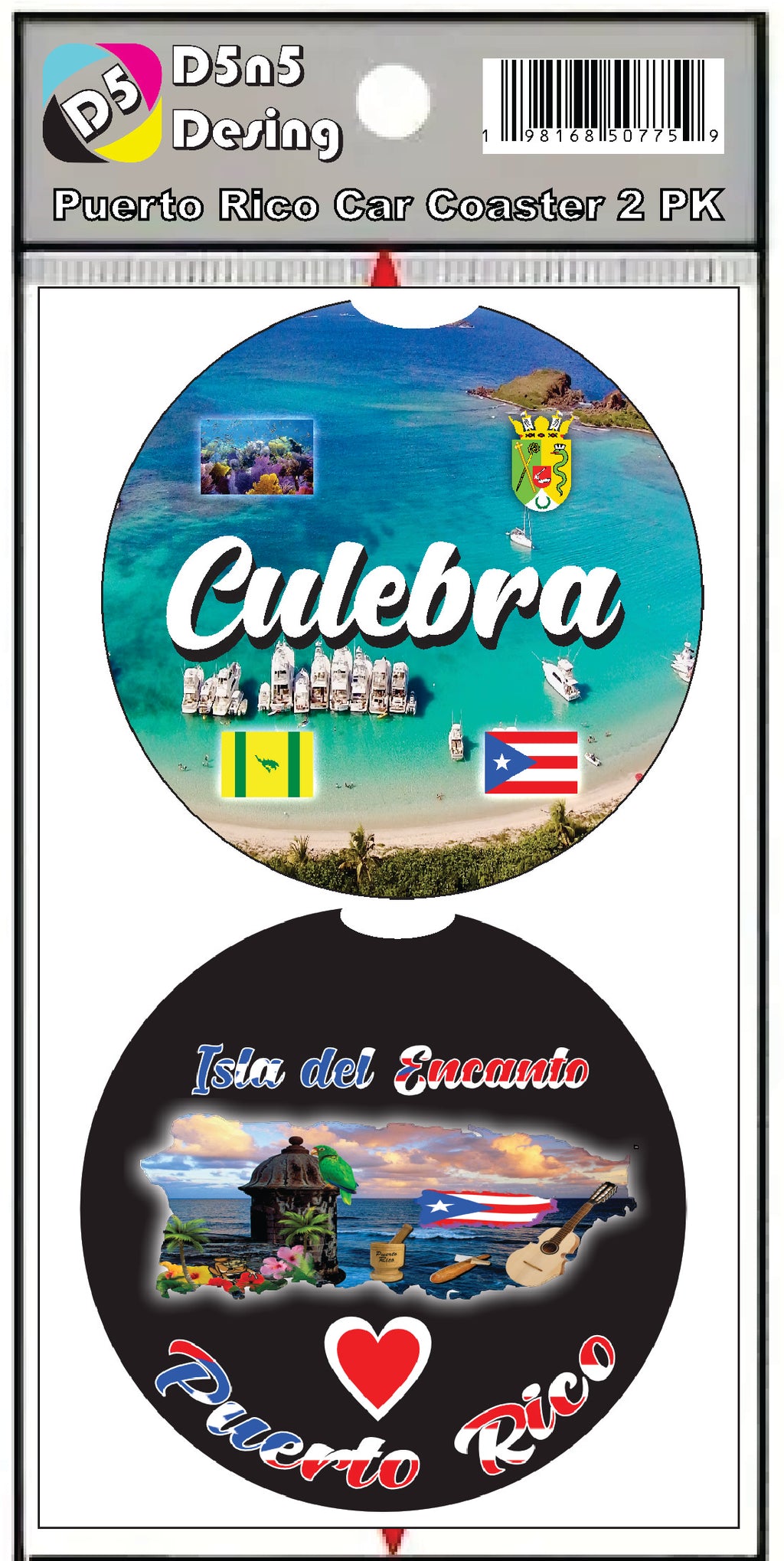 Puerto Rico and 78 Towns 2pc Rubber Car Coaster PRS