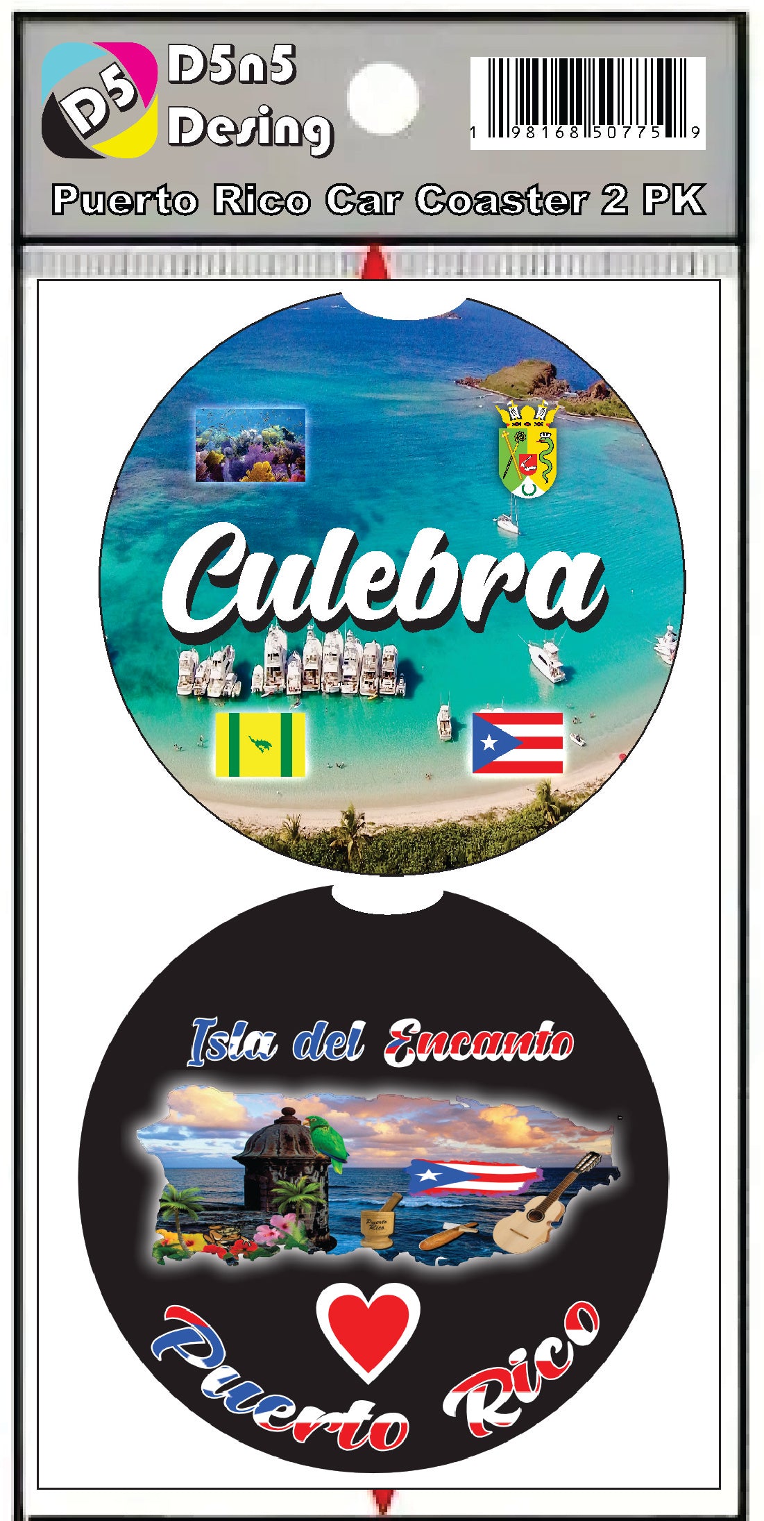 Puerto Rico and 78 Towns 2pc Rubber Car Coaster PRS