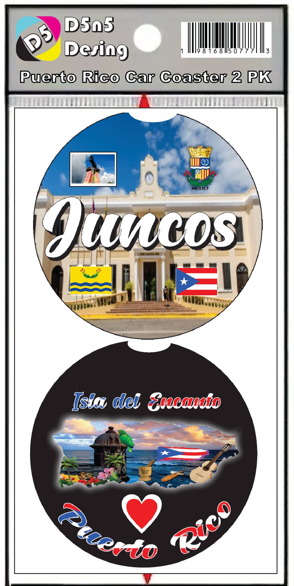 Puerto Rico and 78 Towns 2pc Rubber Car Coaster PRS
