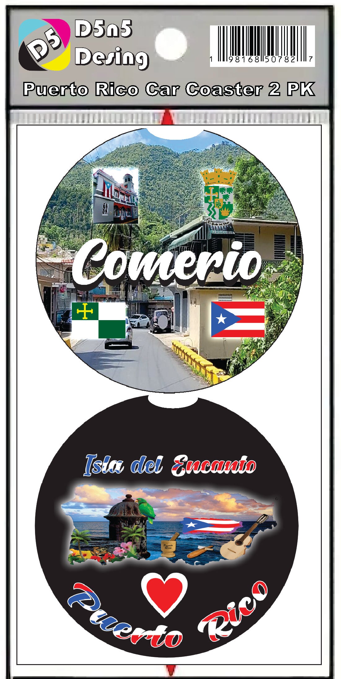 Puerto Rico and 78 Towns 2pc Rubber Car Coaster PRS