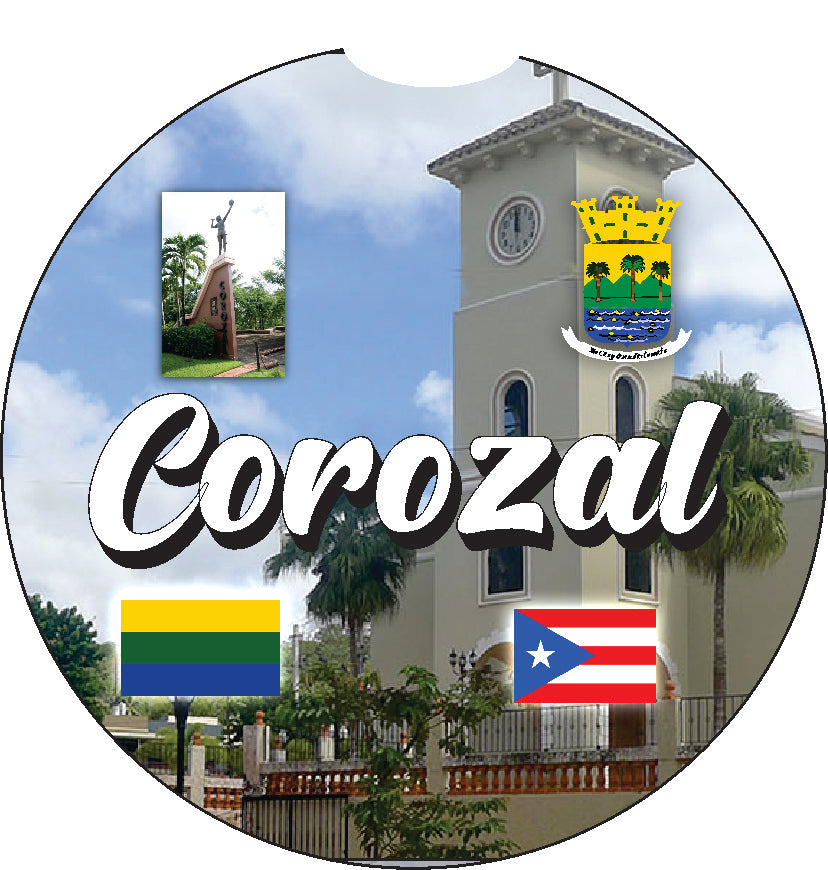 Puerto Rico and 78 Towns 2pc Rubber Car Coaster PRS