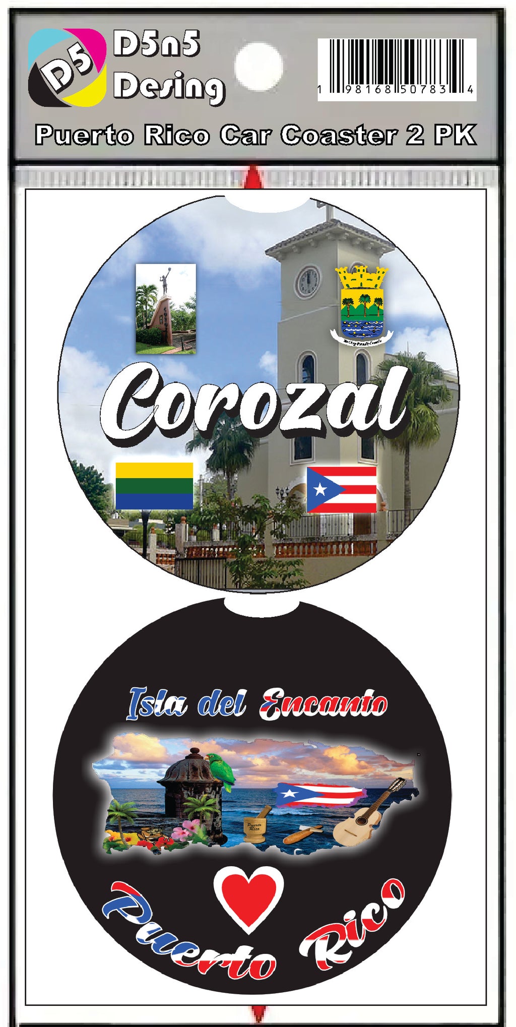 Puerto Rico and 78 Towns 2pc Rubber Car Coaster PRS