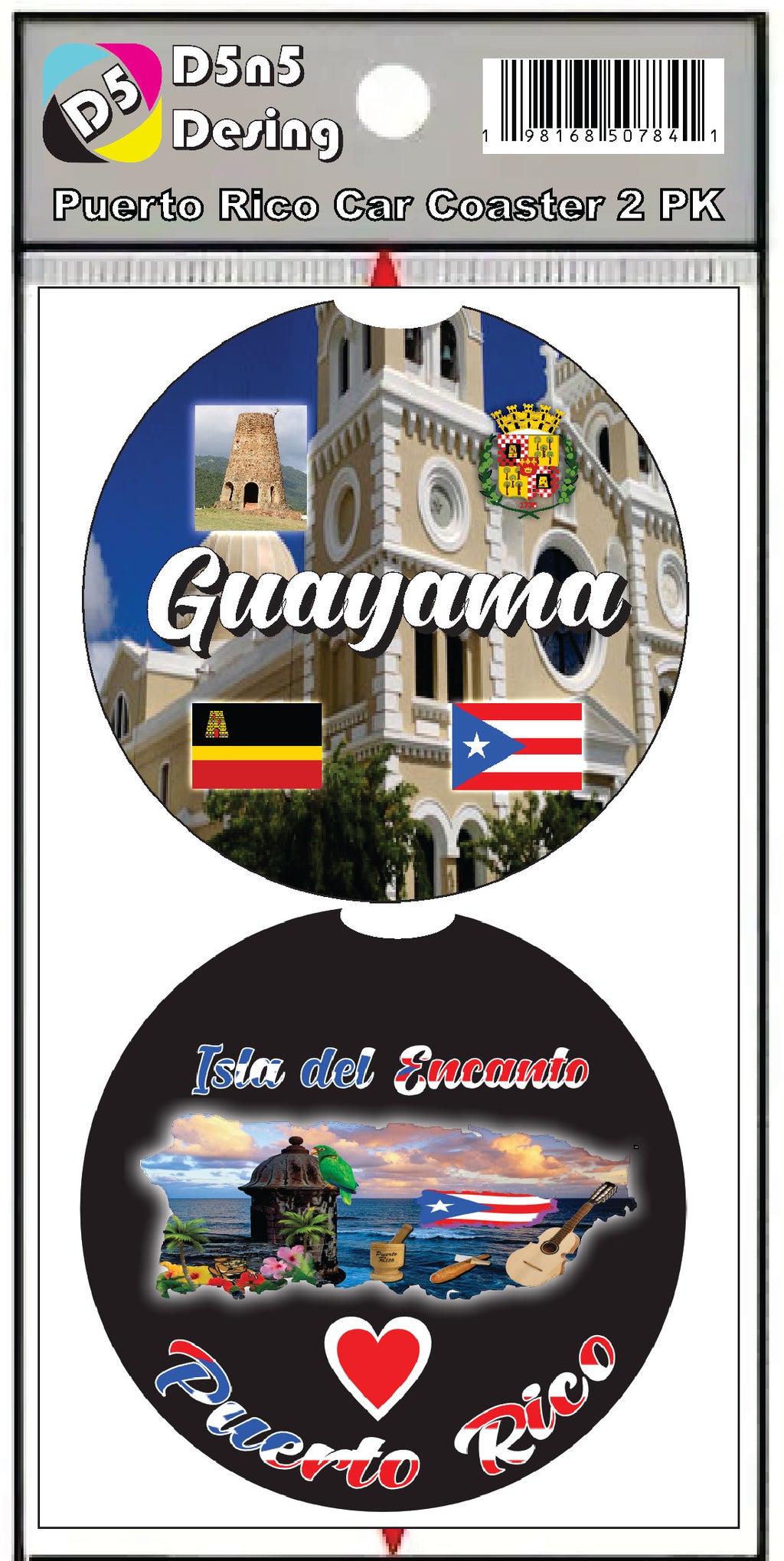 Puerto Rico and 78 Towns 2pc Rubber Car Coaster PRS