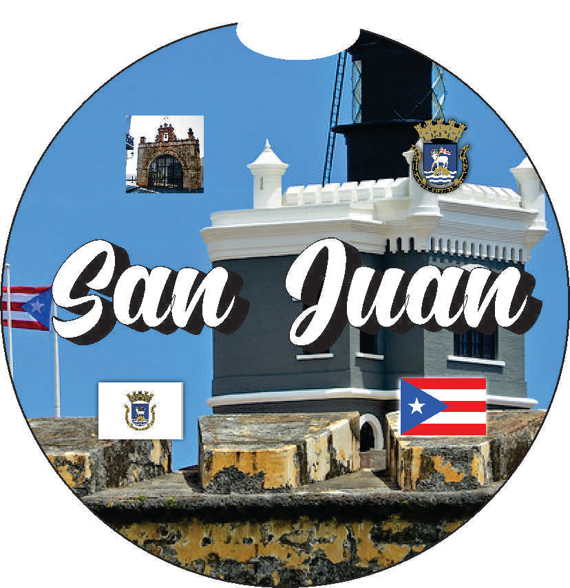 Puerto Rico and 78 Towns 2pc Rubber Car Coaster PRS