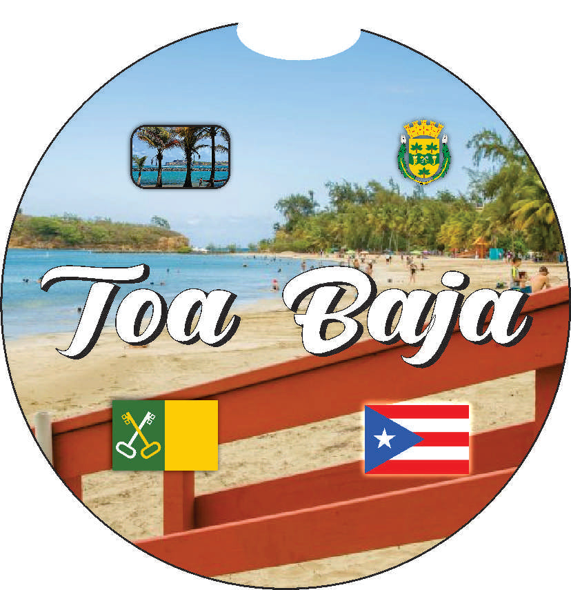 Puerto Rico and 78 Towns 2pc Rubber Car Coaster PRS