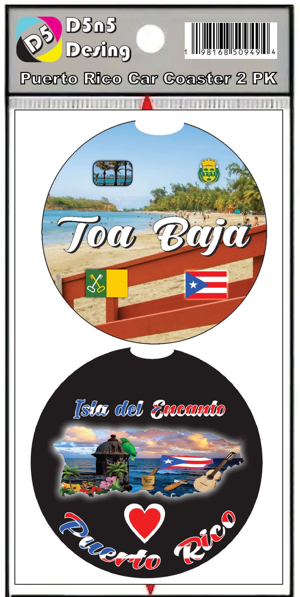 Puerto Rico and 78 Towns 2pc Rubber Car Coaster PRS