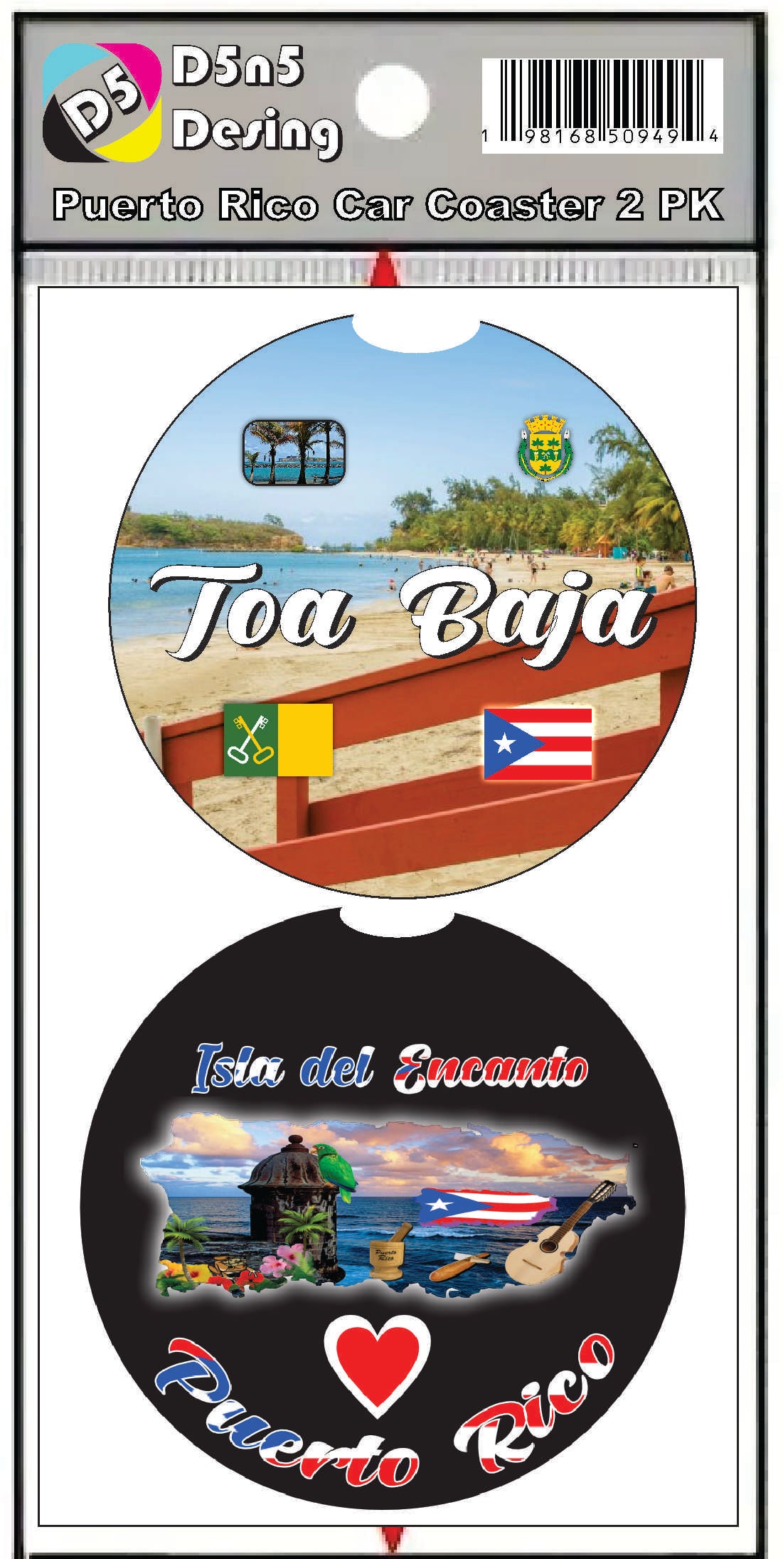 Puerto Rico and 78 Towns 2pc Rubber Car Coaster PRS