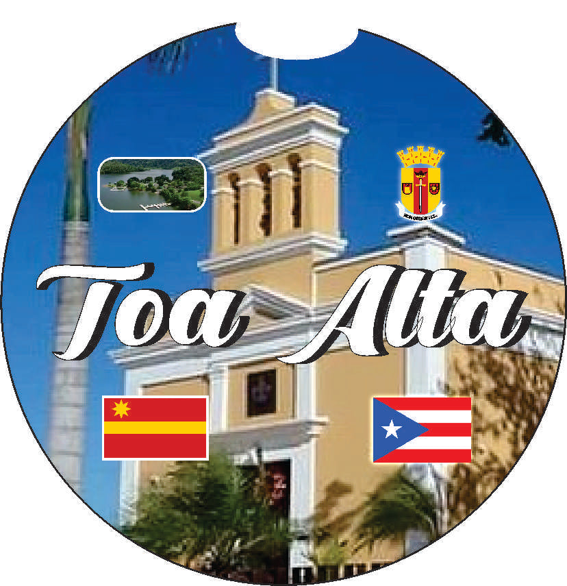 Puerto Rico and 78 Towns 2pc Rubber Car Coaster PRS