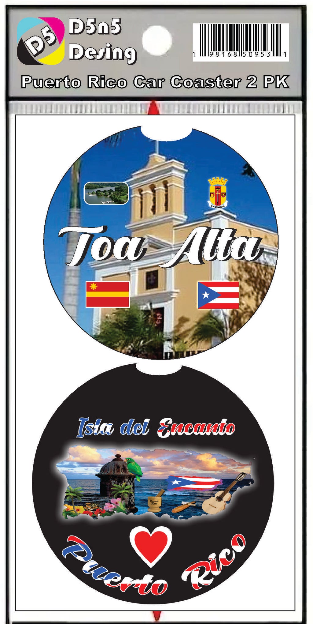 Puerto Rico and 78 Towns 2pc Rubber Car Coaster PRS