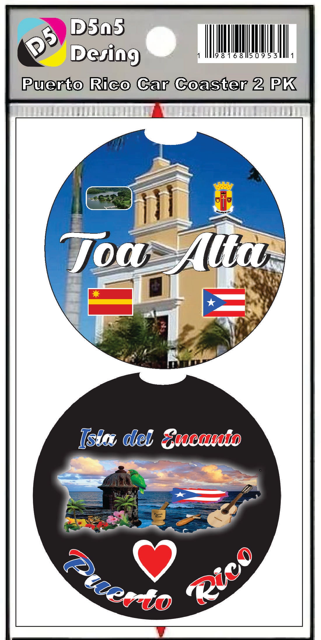 Puerto Rico and 78 Towns 2pc Rubber Car Coaster PRS