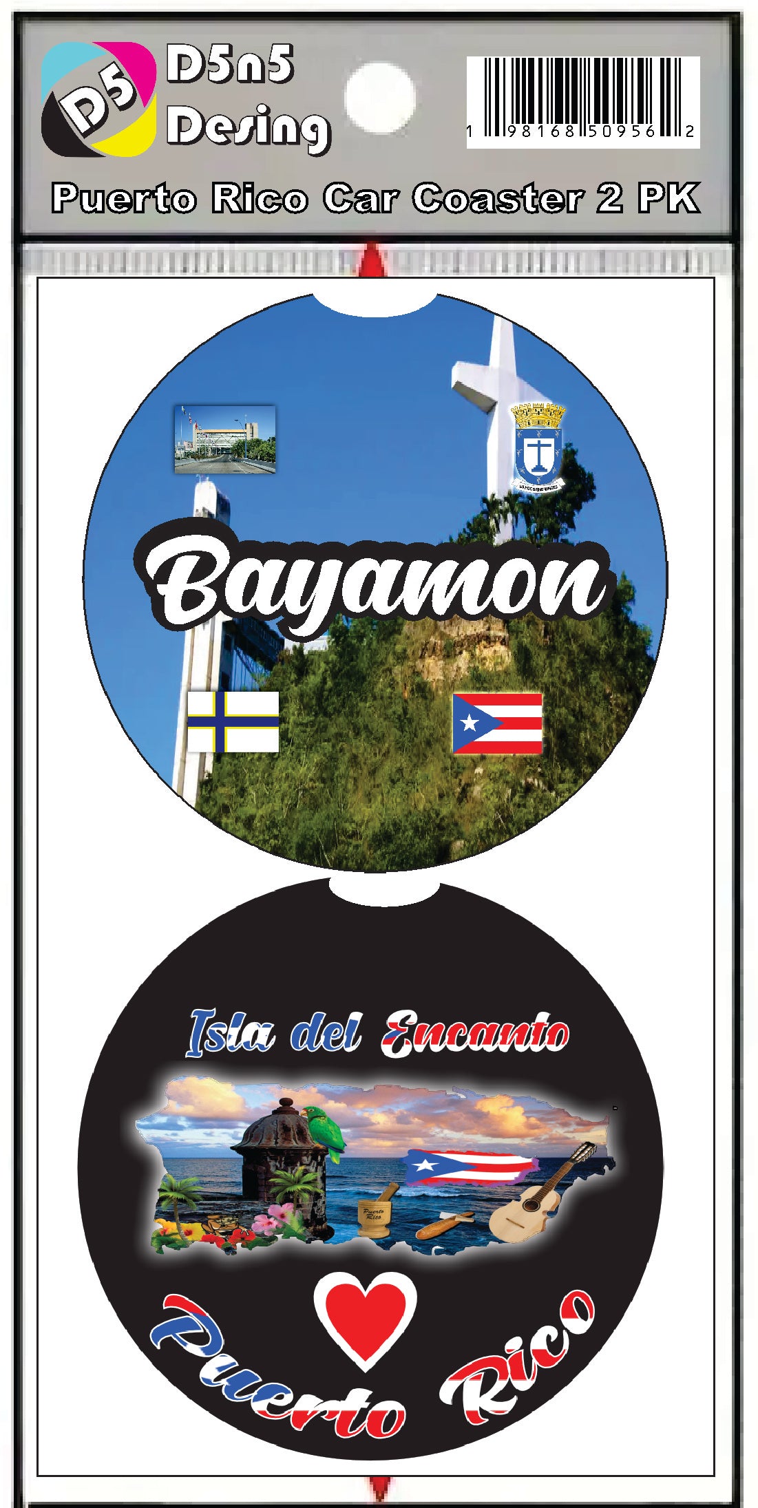 Puerto Rico and 78 Towns 2pc Rubber Car Coaster PRS