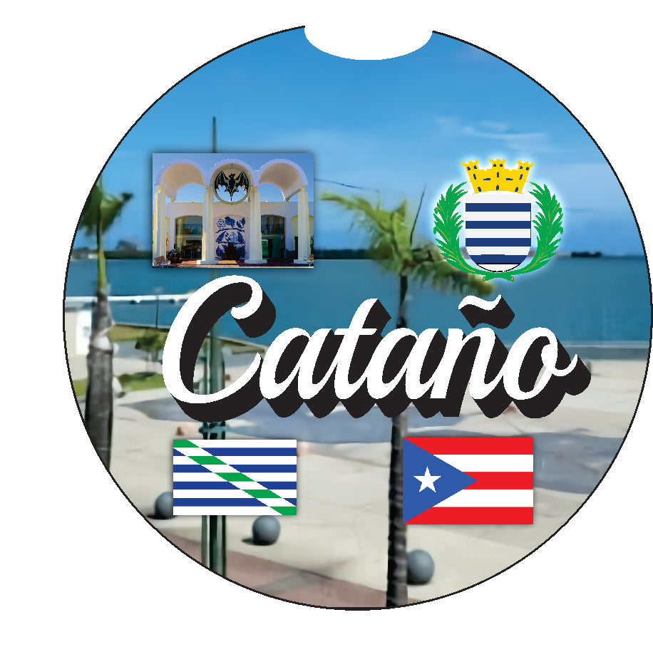 Puerto Rico and 78 Towns 2pc Rubber Car Coaster PRS
