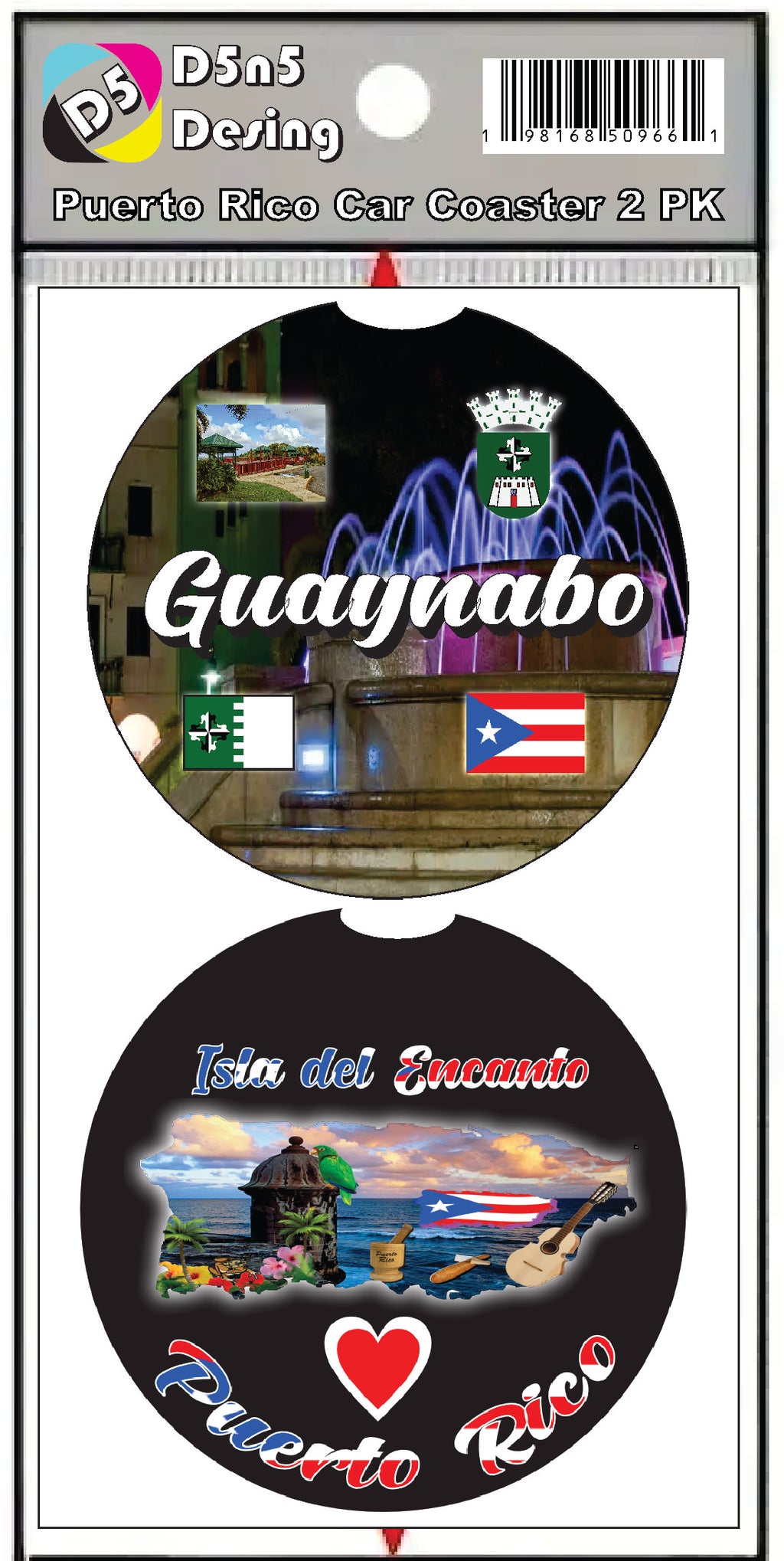 Puerto Rico and 78 Towns 2pc Rubber Car Coaster PRS