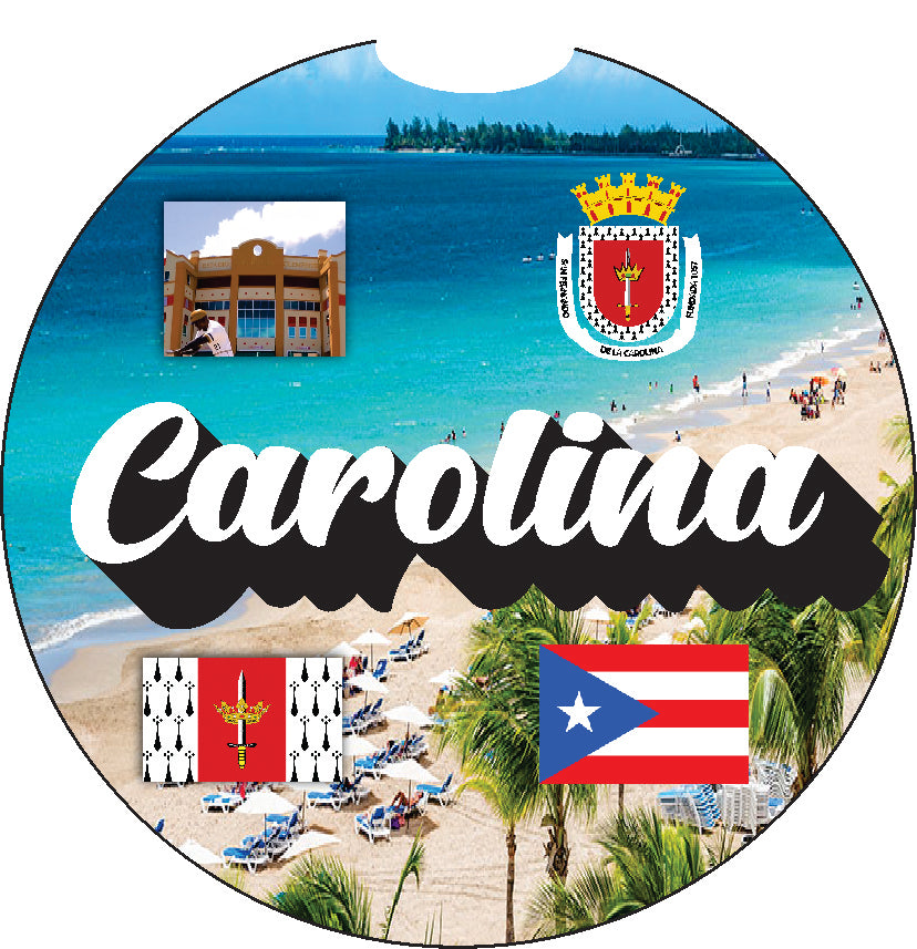 Puerto Rico and 78 Towns 2pc Rubber Car Coaster PRS
