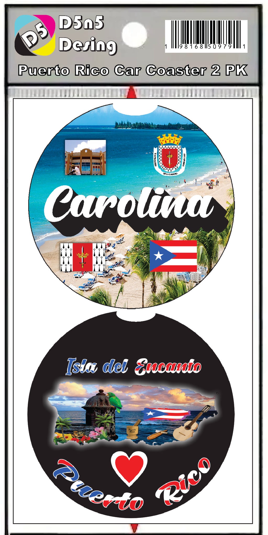 Puerto Rico and 78 Towns 2pc Rubber Car Coaster PRS