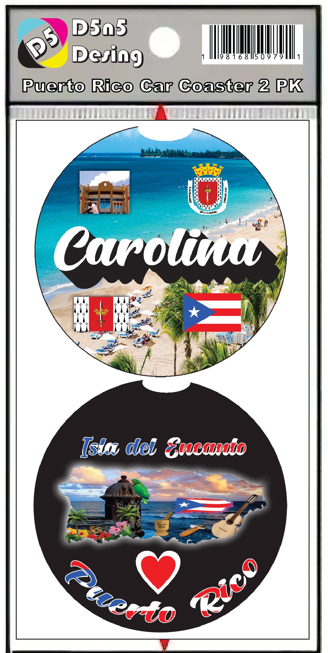 Puerto Rico and 78 Towns 2pc Rubber Car Coaster PRS