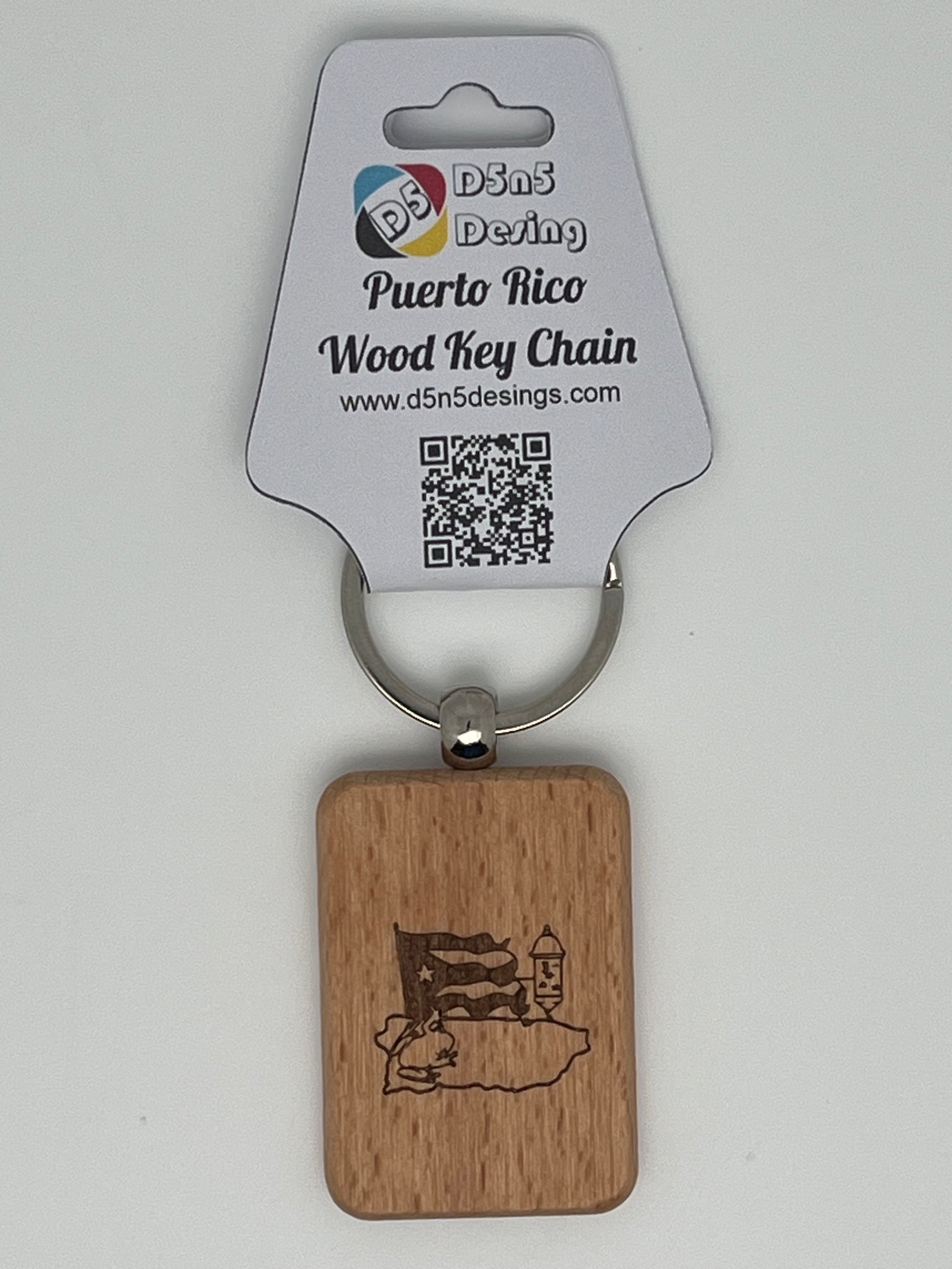 Puerto Rico Souvenirs Wood Key Chain Doble side Engraving