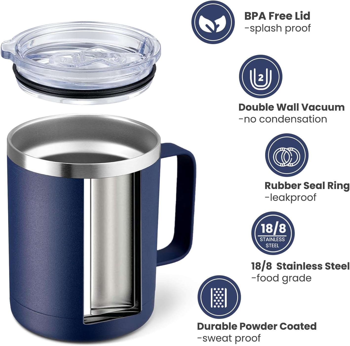 Mug Personalized 12oz Mix Color Mug With Handle,Stainless Steel Insulated Travel Tumblers With Sliding Lid,Double Wall Vacuum Camping Coffee Cup for Hot & Cold Drinks Tea