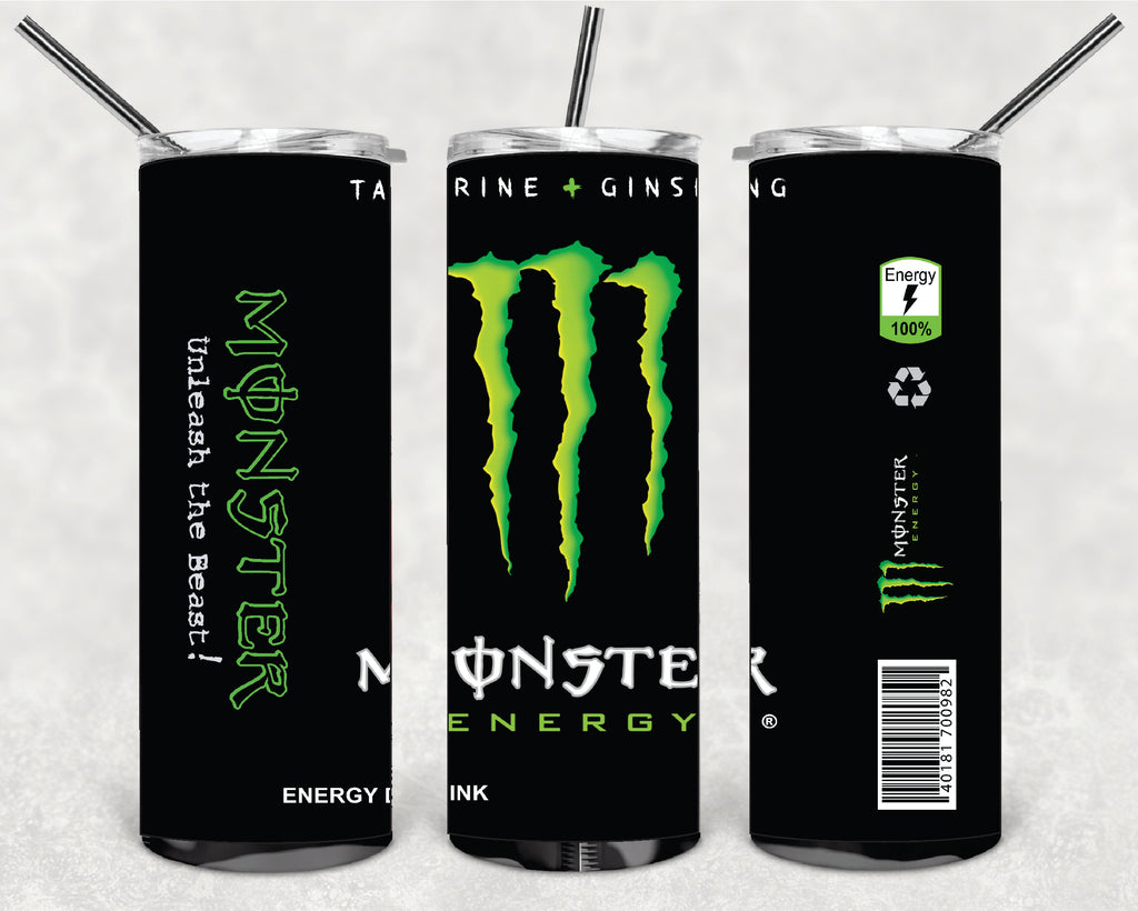 DRINK Monster Energy 20oz Stainless Steel Double Wall Skinny Tumbler With Straw (Copia)