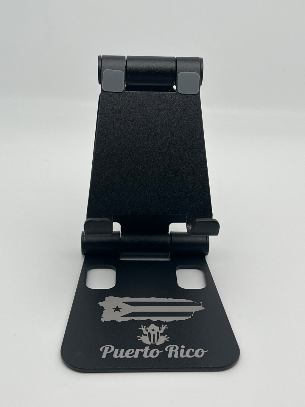Puerto Rico Souvenirs Phone Stand Folding Dual Axis Aluminum Alloy Stand color Black