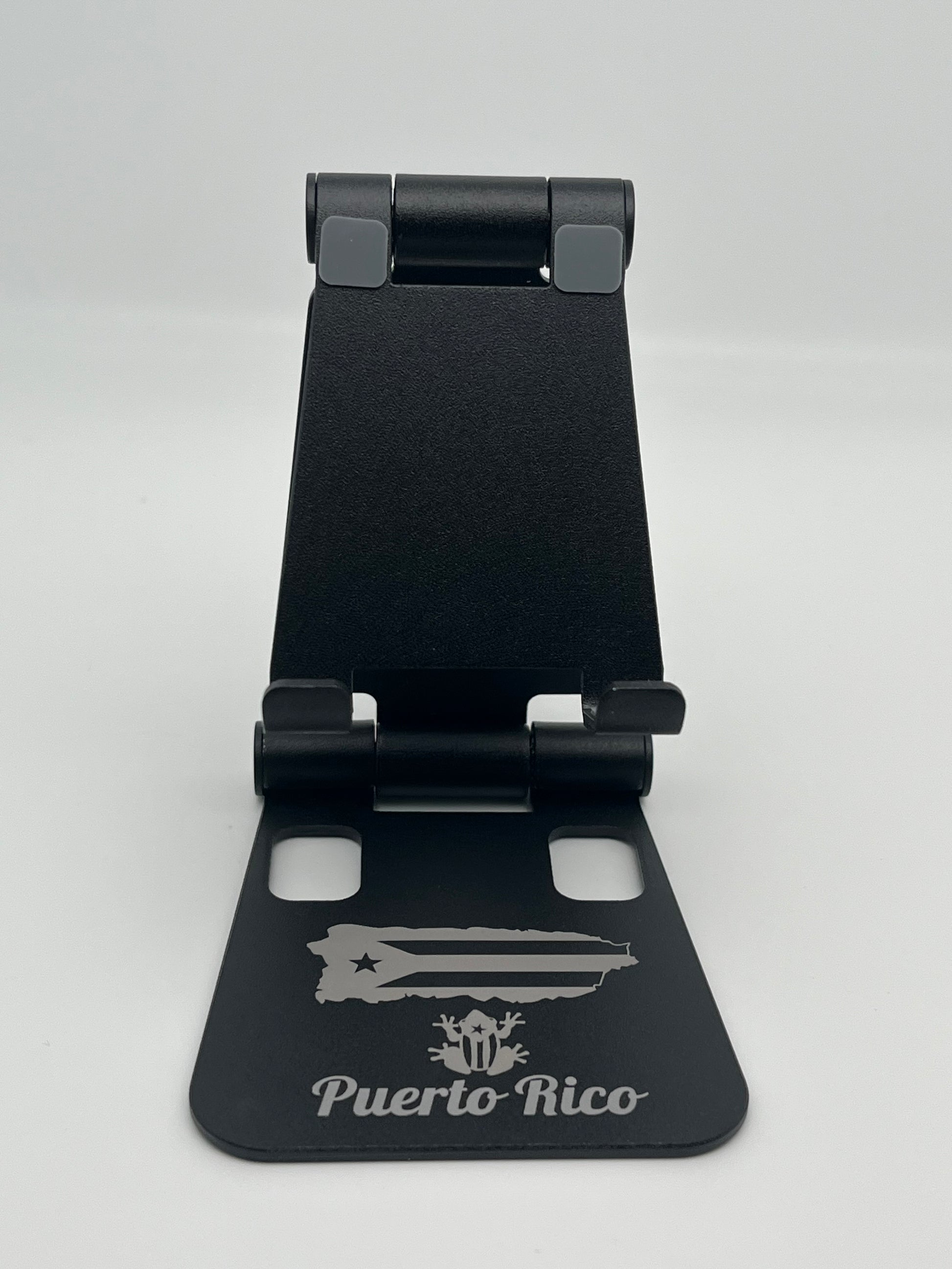 Puerto Rico Souvenirs Phone Stand Folding Dual Axis Aluminum Alloy Stand color Black