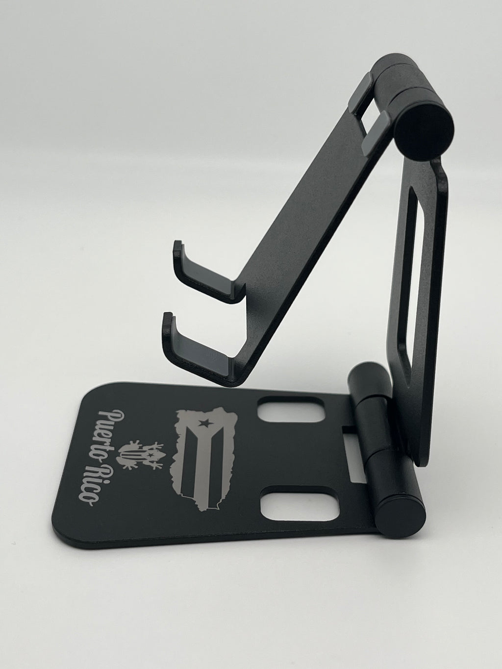 Puerto Rico Souvenirs Phone Stand Folding Dual Axis Aluminum Alloy Stand color Black