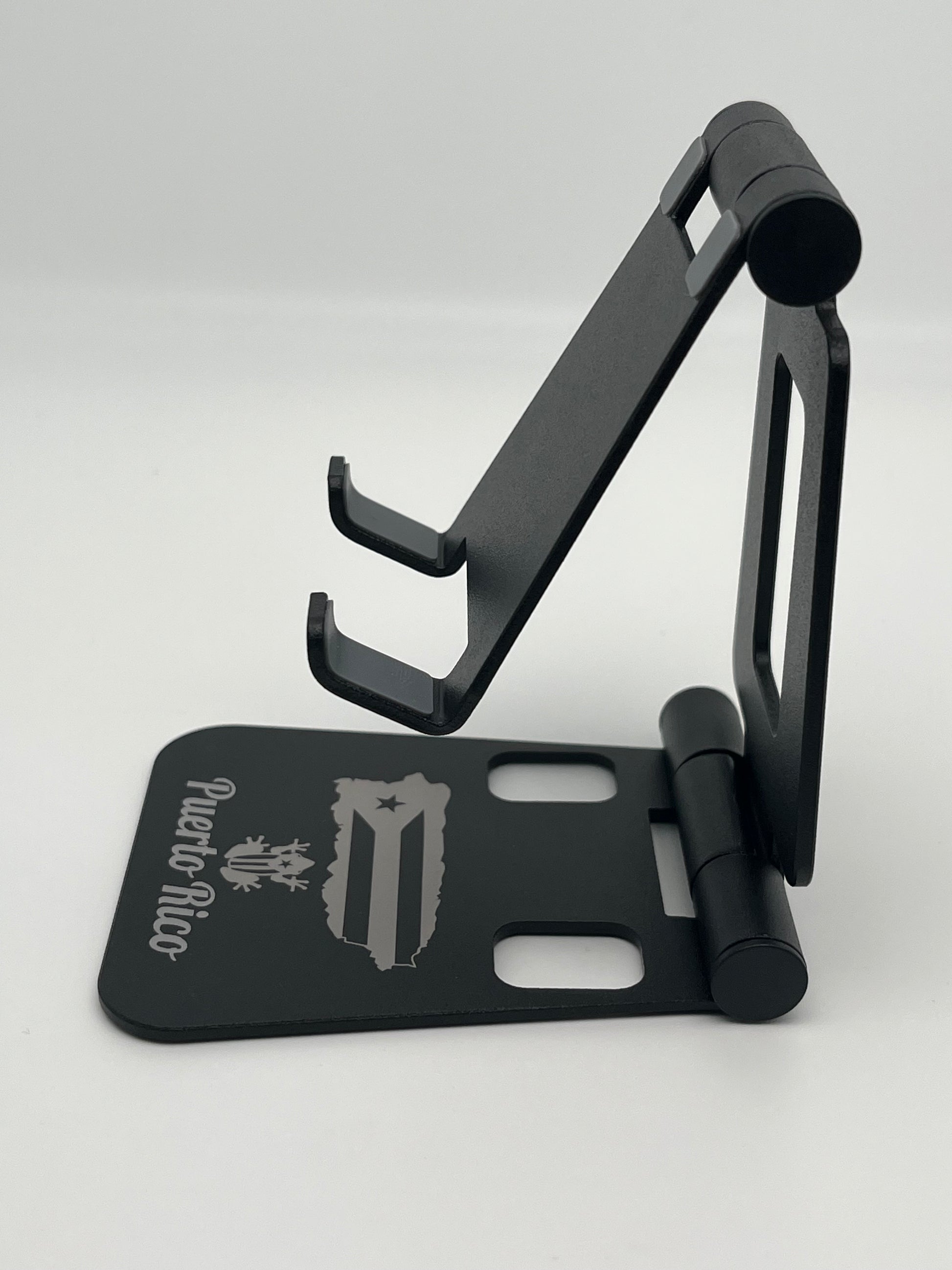 Puerto Rico Souvenirs Phone Stand Folding Dual Axis Aluminum Alloy Stand color Black
