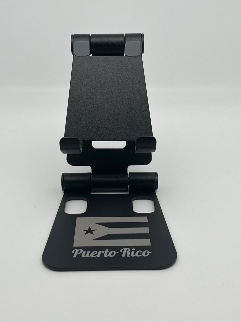 Puerto Rico Souvenirs Phone Stand Folding Dual Axis Aluminum Alloy Stand color Black