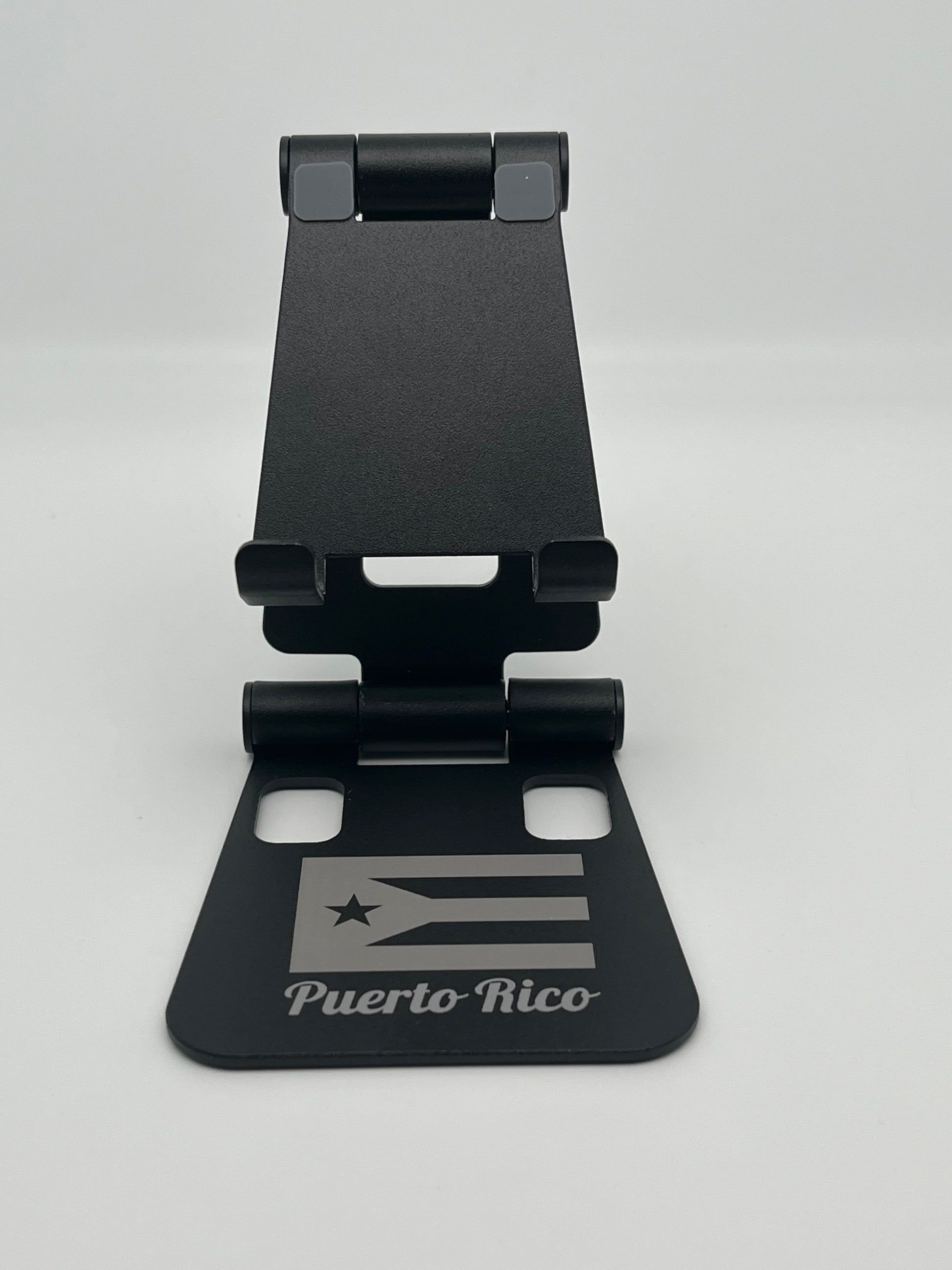 Puerto Rico Souvenirs Phone Stand Folding Dual Axis Aluminum Alloy Stand color Black