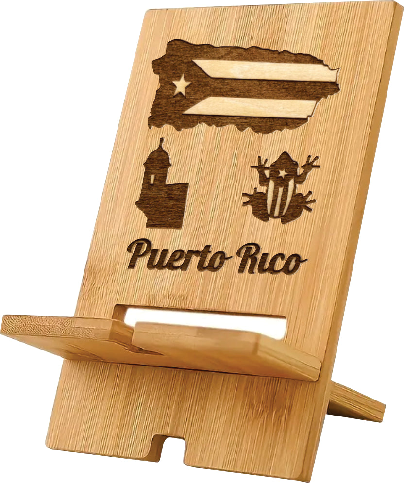 Wooden Phone Stand Puerto Rico Souvenirs Eco-friendly bamboo phone holder