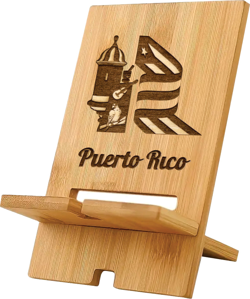 Wooden Phone Stand Puerto Rico Souvenirs Eco-friendly bamboo phone holder