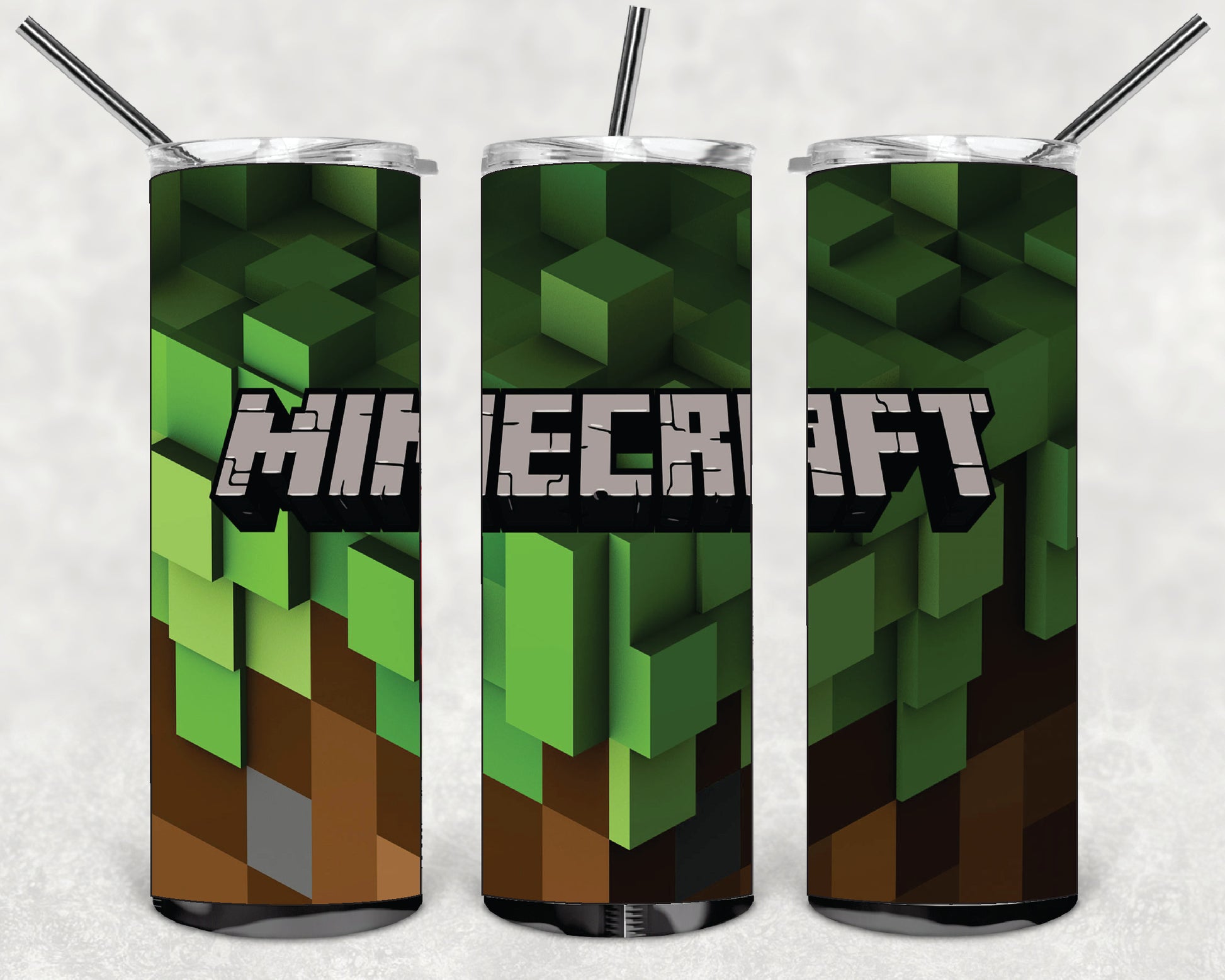 GAMER MINECRAFT DESINGS 20oz Stainless Steel Double Wall Skinny Tumbler With Str