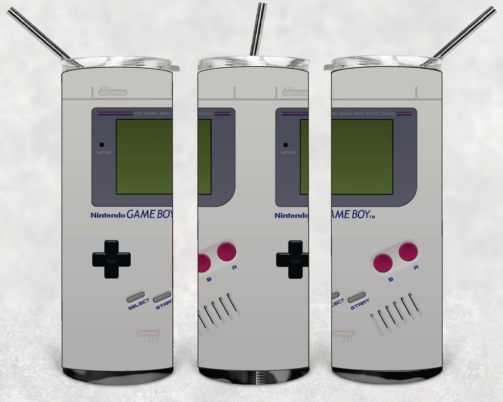 GAMER GAME BOY DESINGS 20oz Stainless Steel Double Wall Skinny Tumbler With Stra
