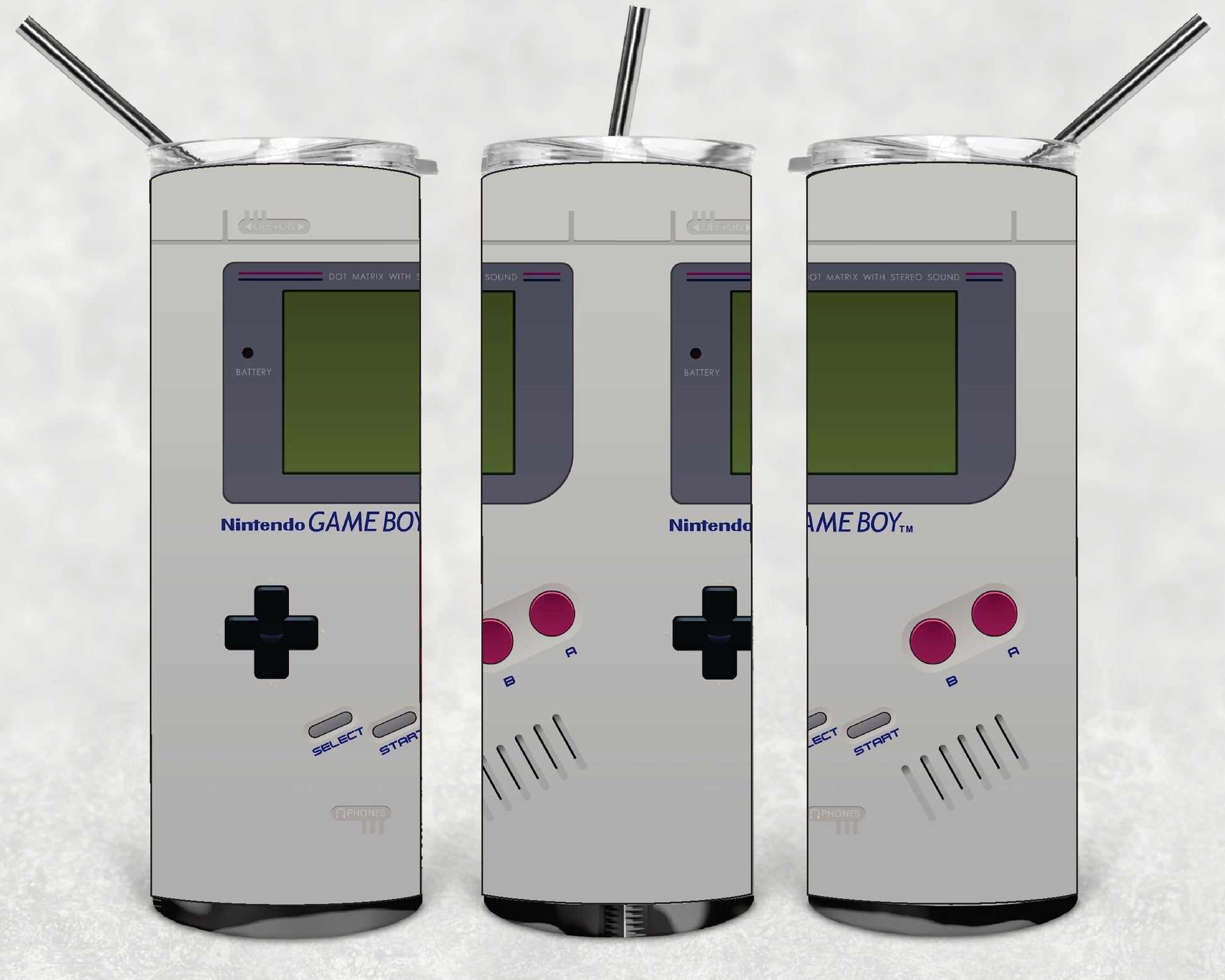 GAMER GAME BOY DESINGS 20oz Stainless Steel Double Wall Skinny Tumbler With Stra