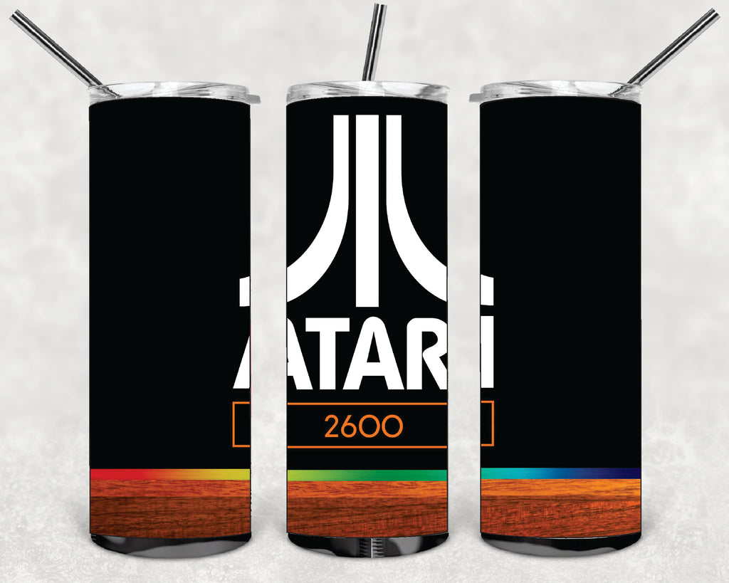 GAMER ATARI 2600 DESINGS 20oz Stainless Steel Double Wall Skinny Tumbler With St