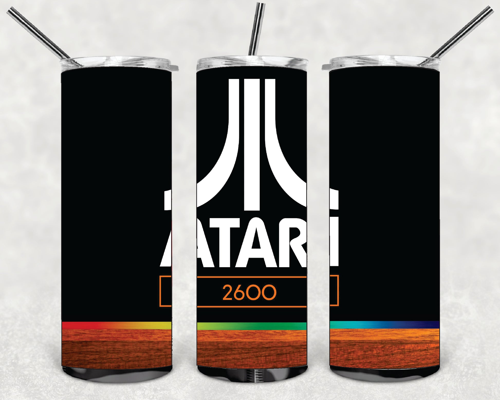 GAMER ATARI 2600 DESINGS 20oz Stainless Steel Double Wall Skinny Tumbler With St