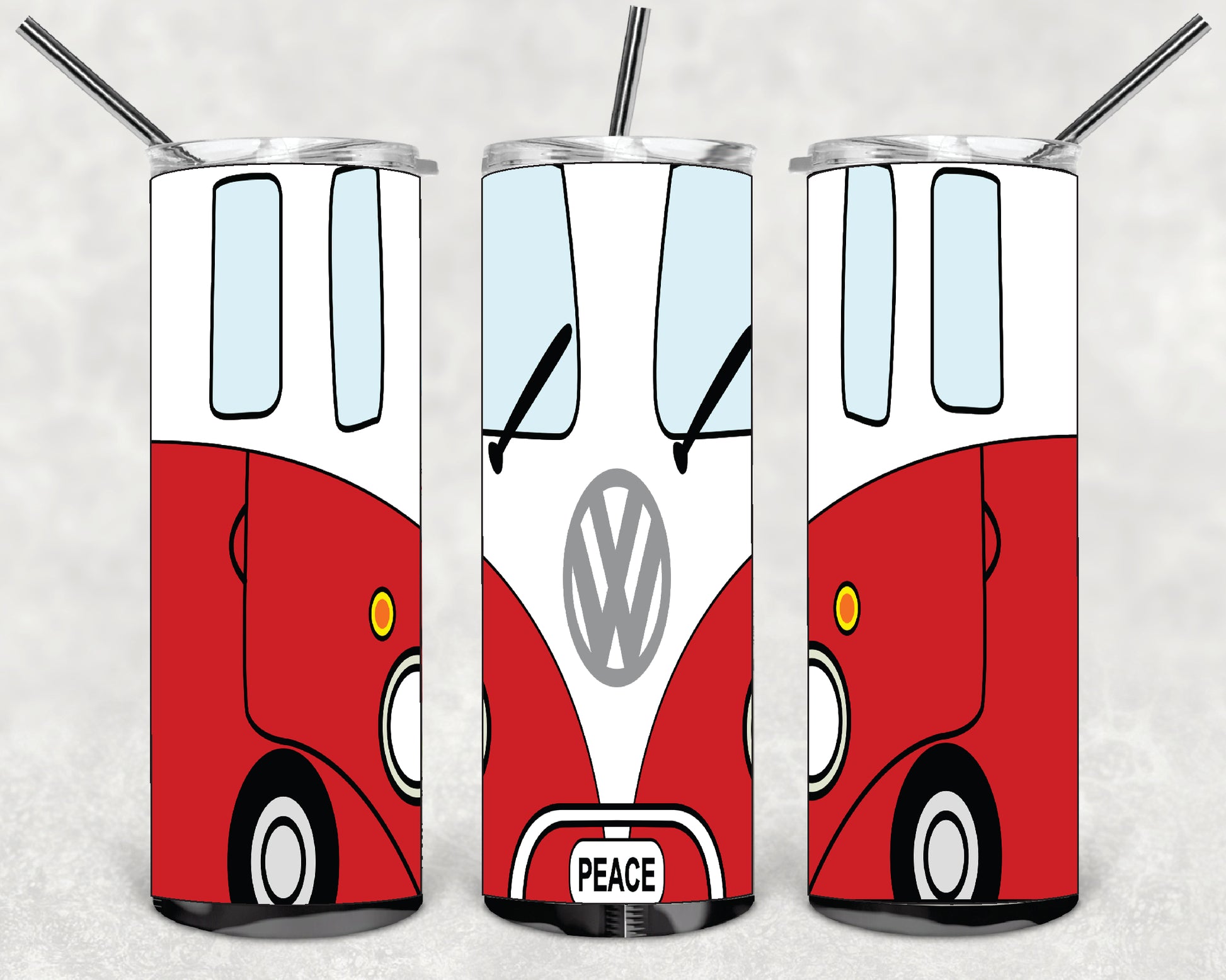 CAR BRAND VW KOMBI RED DESINGS 20oz Stainless Steel Double Wall Skinny Tumbler W