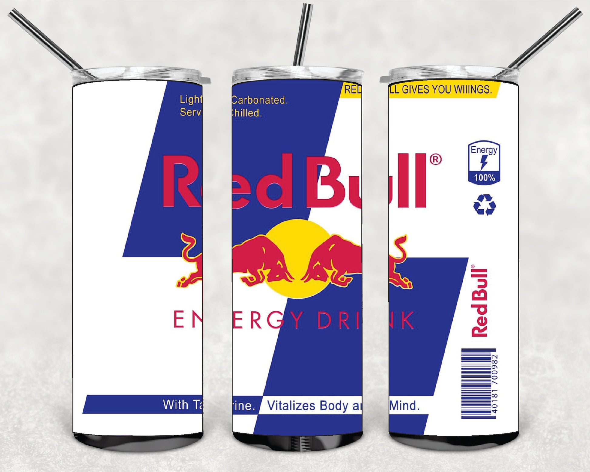 DRINK RED BULL 20oz Stainless Steel Double Wall Skinny Tumbler With Straw