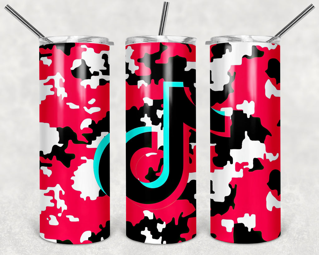 TikTok-2 20oz Stainless Steel Double Wall Skinny Tumbler With Straw