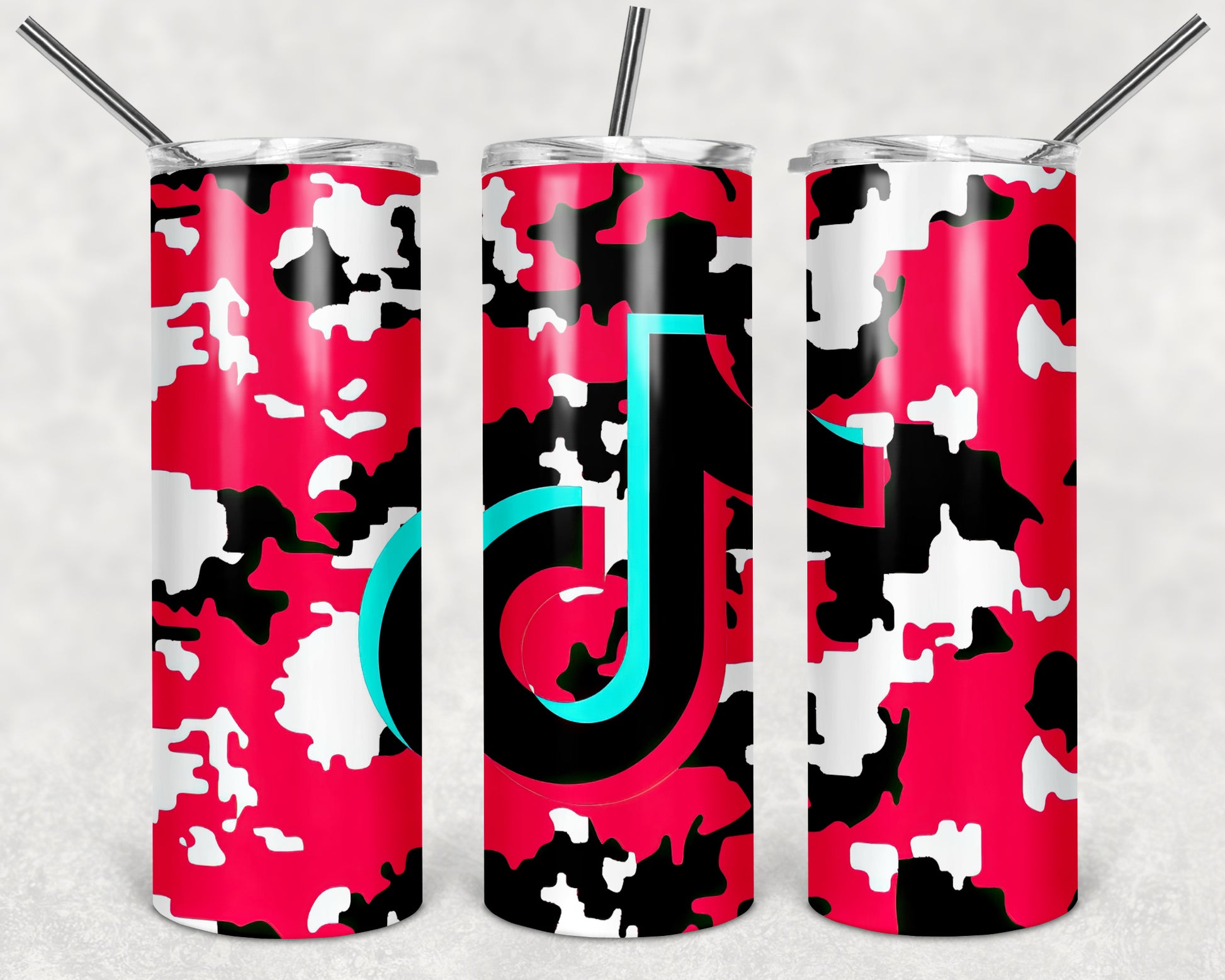 TikTok-2 20oz Stainless Steel Double Wall Skinny Tumbler With Straw